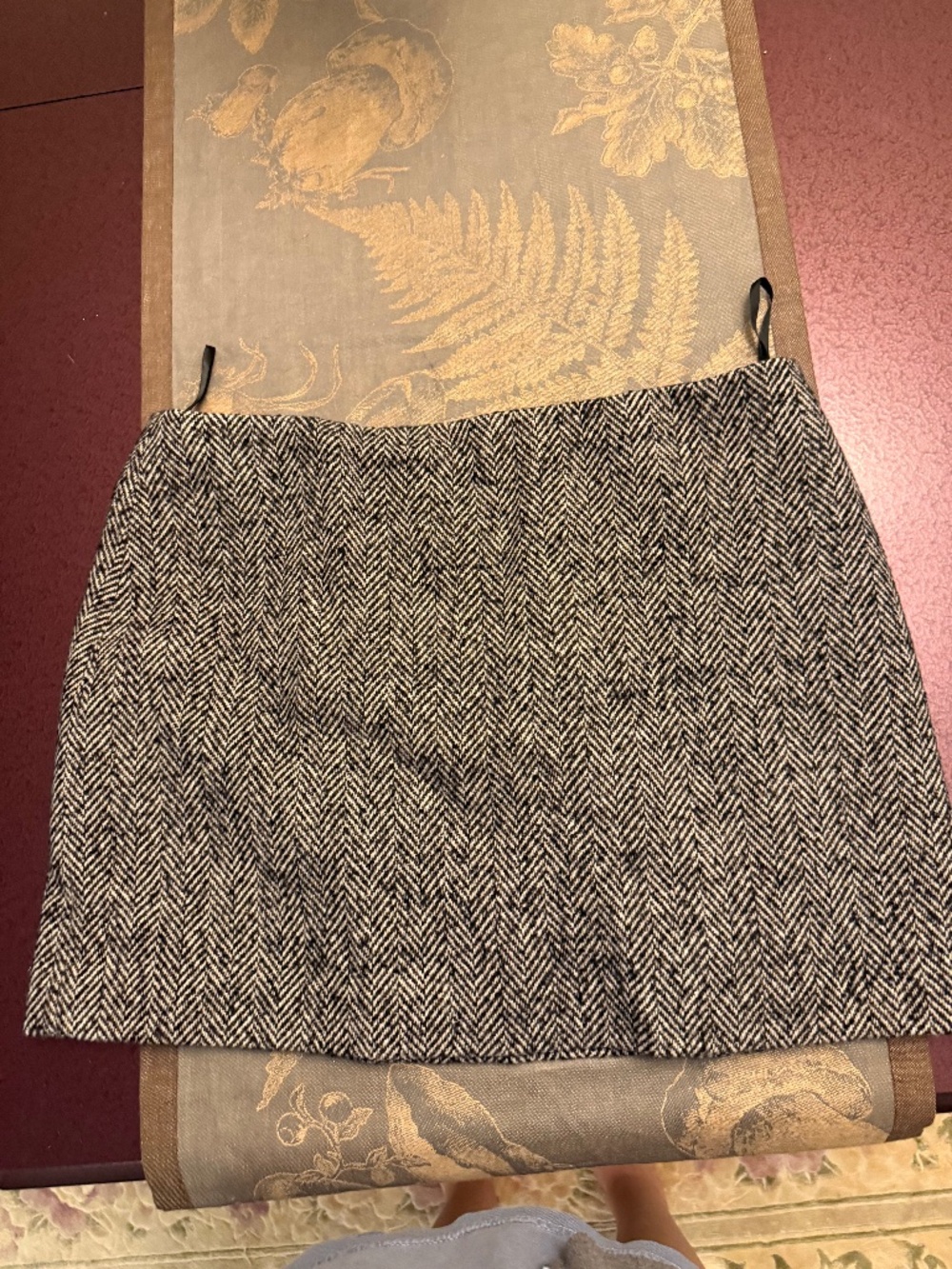 Whistles brand Brown Herringbone Wool Mini Skirt size L
